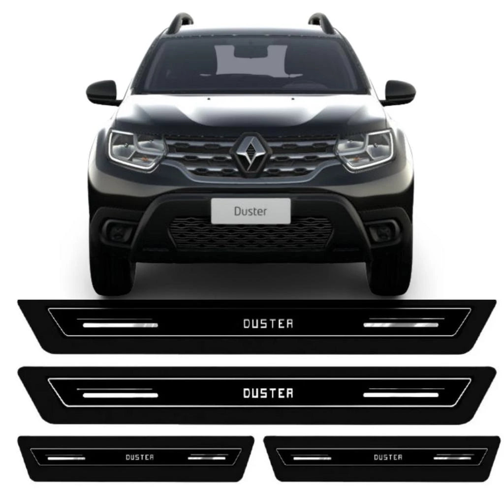 Soleira Renault Resinada Proteção Porta Kit 4 Portas com Acabamento Premium