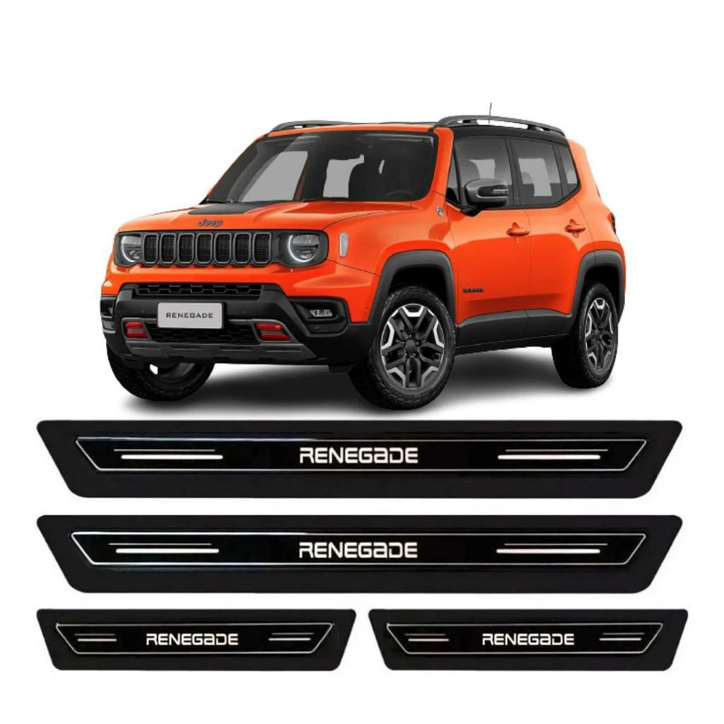 Soleira Jeep Resinada Proteção Porta Kit 4 Portas com Acabamento Premium