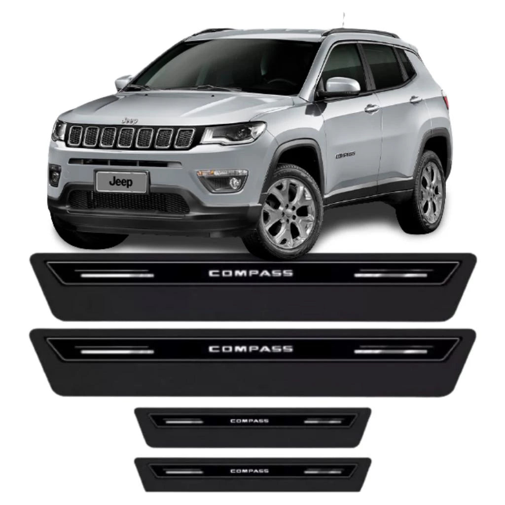 Soleira Jeep Resinada Proteção Porta Kit 4 Portas com Acabamento Premium