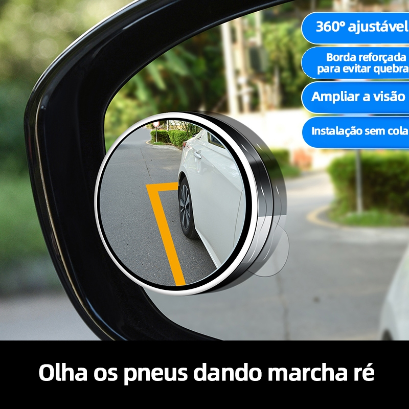 Espelho retrovisor do carro infinito pequeno espelho redondo 360 graus invertendo espelho de ponto cego