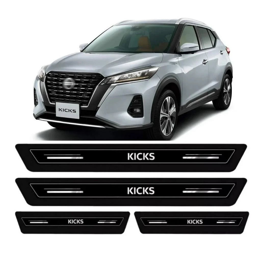 Soleira Nissan Kicks Resinada Proteção Porta Kit 4 Portas com Acabamento Premium