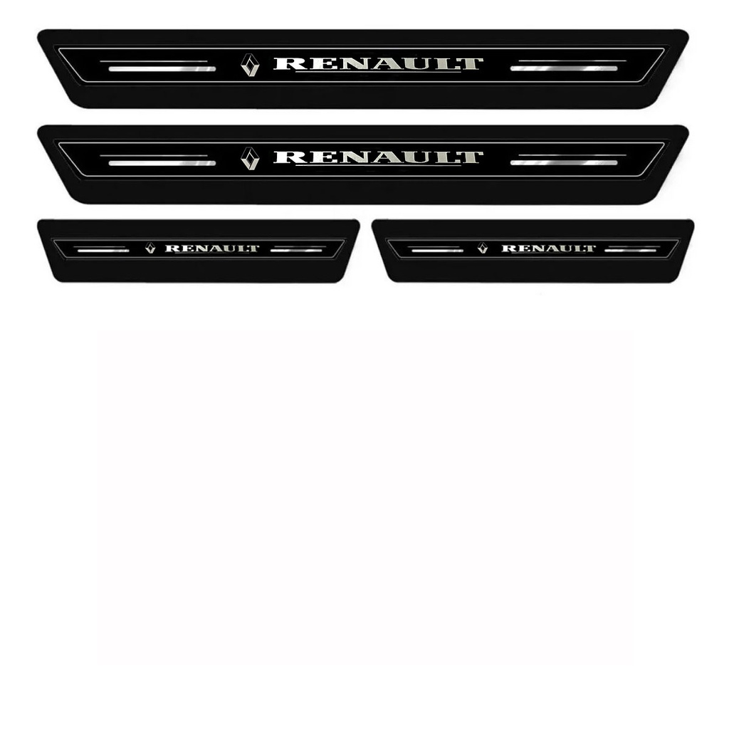 Soleira Renault Resinada Proteção Porta Kit 4 Portas com Acabamento Premium