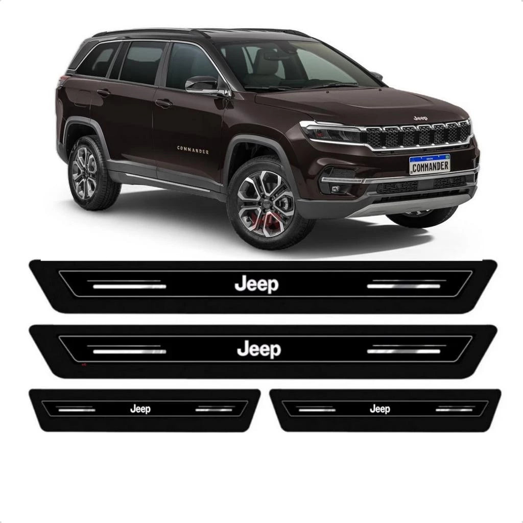 Soleira Jeep Resinada Proteção Porta Kit 4 Portas com Acabamento Premium