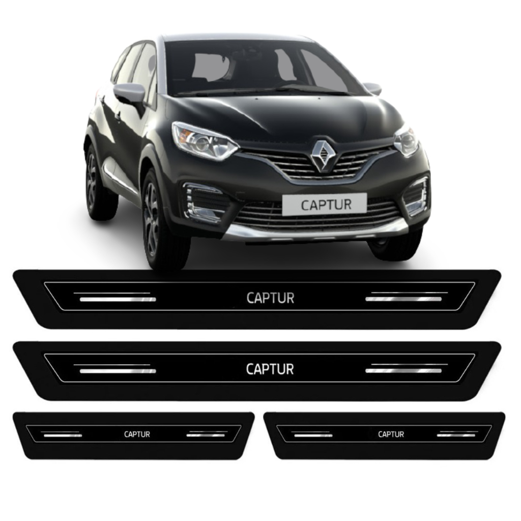 Soleira Renault Resinada Proteção Porta Kit 4 Portas com Acabamento Premium