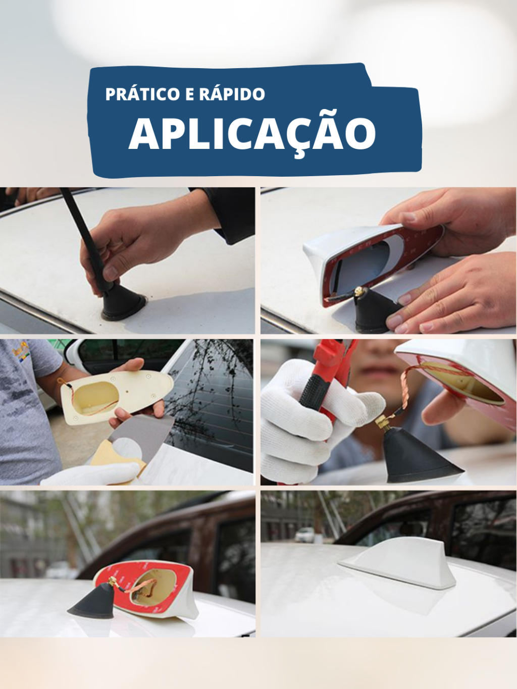 Antena Veículo Automotivo Shark Tipo Barbatana Tubarão Universal Esportiva Funcional Recepção Rádio Sinal AM FM Teto Carro Universal Cores Preto Branco Carbono Style Cinza Prata Vermelho Dourado Azul