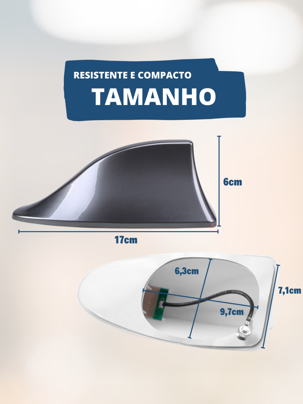 Antena Veículo Automotivo Shark Tipo Barbatana Tubarão Universal Esportiva Funcional Recepção Rádio Sinal AM FM Teto Carro Universal Cores Preto Branco Carbono Style Cinza Prata Vermelho Dourado Azul